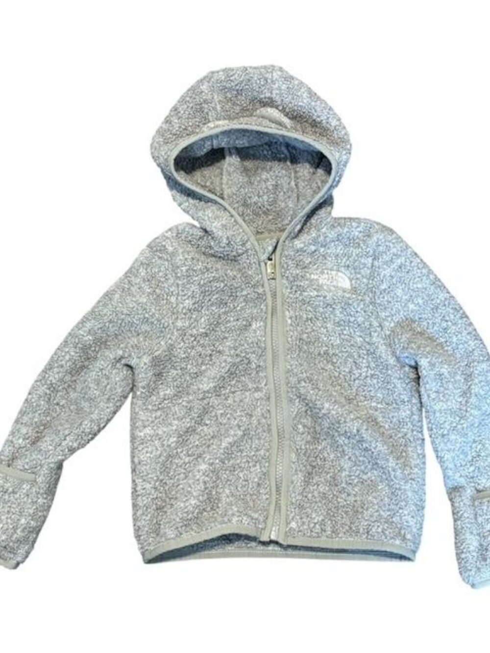 North Face Baby Bear Grey Fleece Full Zip Hooded Ears Jacket Size 18-24 Months